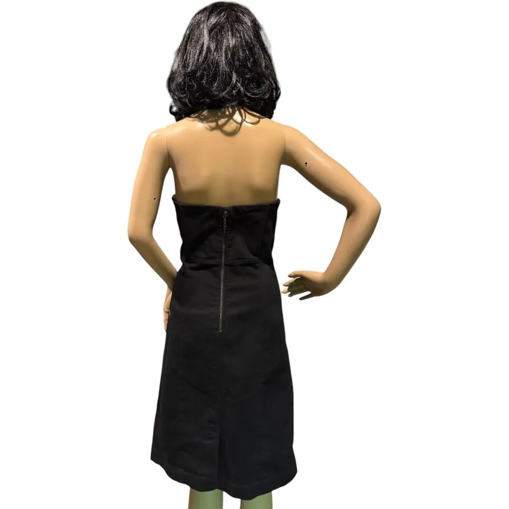 NWT 2011 Gap black denim strapless stretchy patchwork dress 12 - Image 5