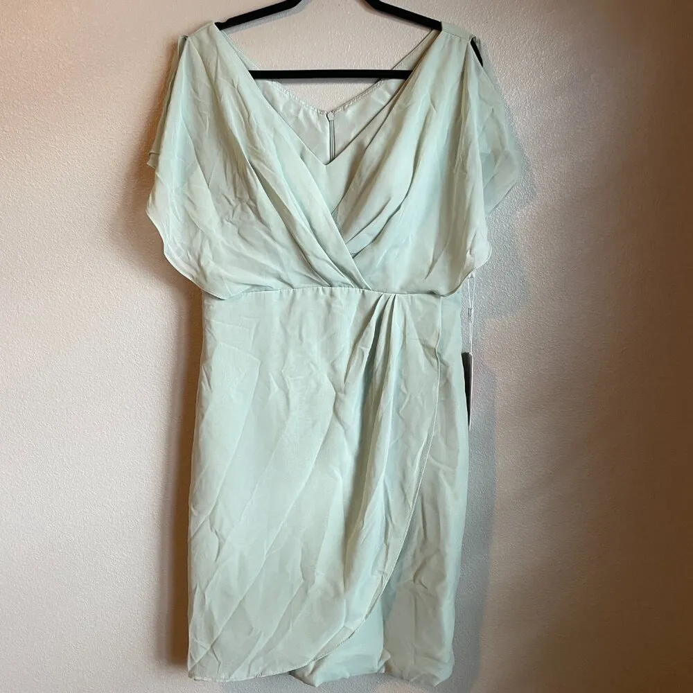 JJs House Dress Sage Size 14 V-Neck Knee-Length Chiffon Mother of Bride Wedding - Image 3