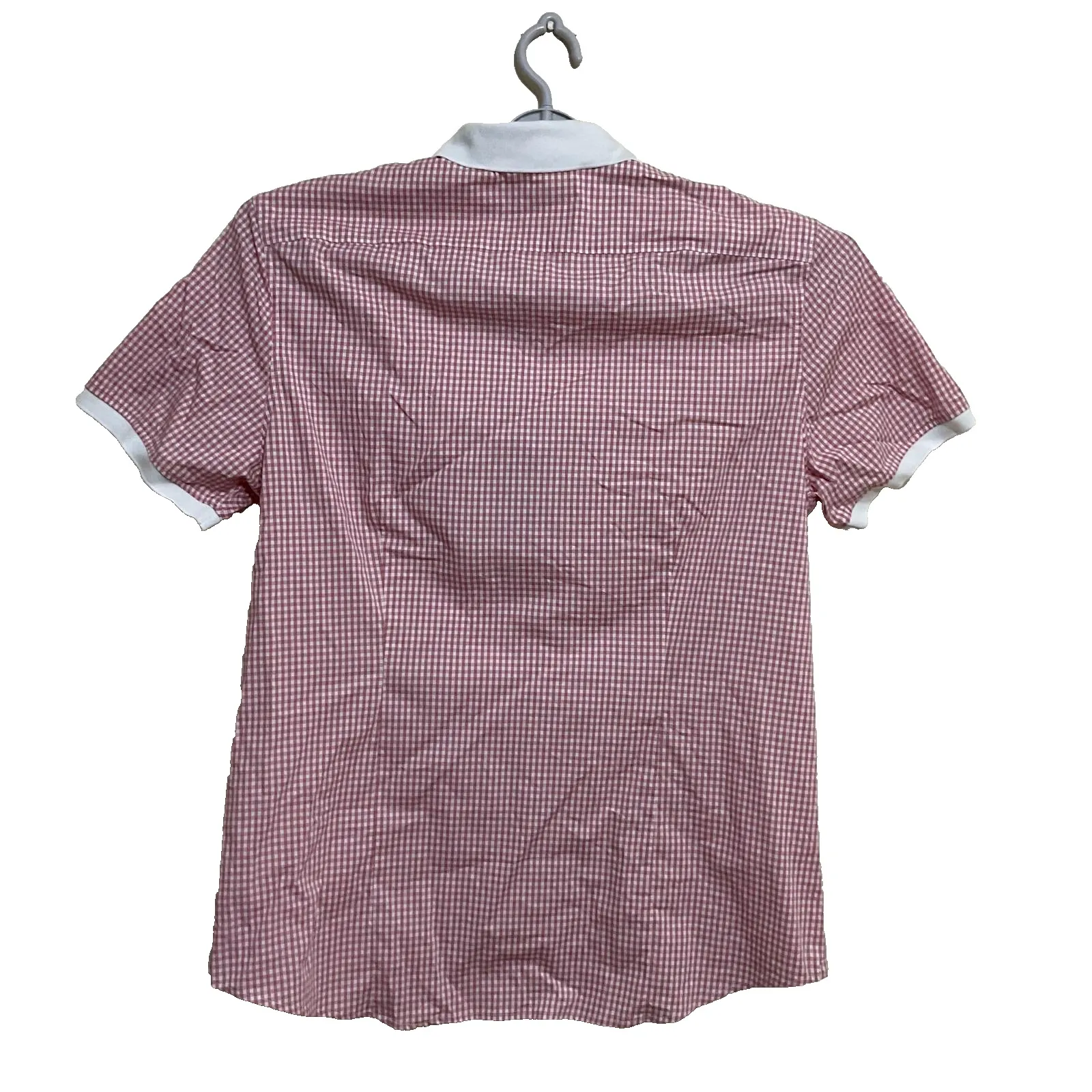 Michael Kors Slim Fit stretch short sleeved  plaid red ‎ white Women's blouse XL - Image 11