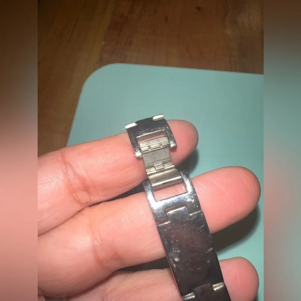 Vintage Men’s tennis bracelet two tone silver and gold long 9”wide 1.5 cm - Image 5