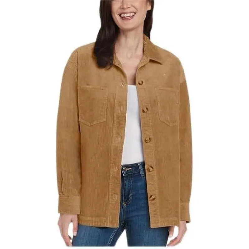 Matty M Cotton Blend Corduroy Shirt Jacket Shacket Brown Tan Gorpcore womens XL - Image 2