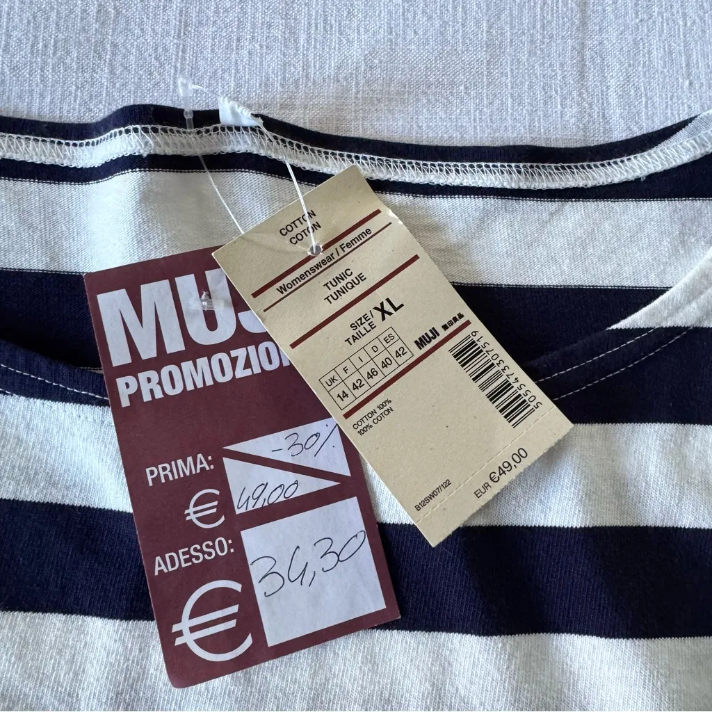 Muji Navy White Stripe T - Image 3