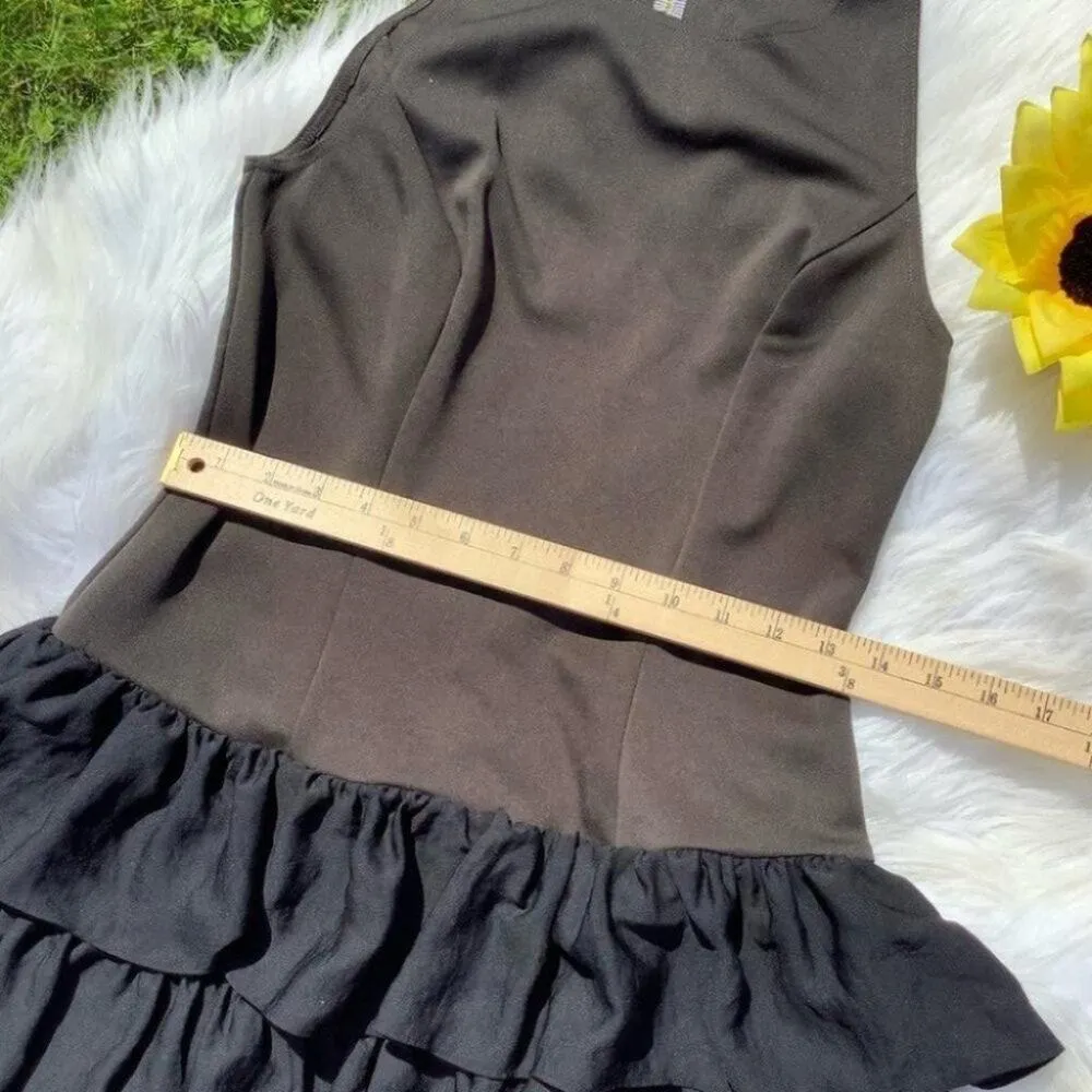 Rachel Rachel Roy Black Layered Frill Dress Whimsical Goth Size 6 - Image 6