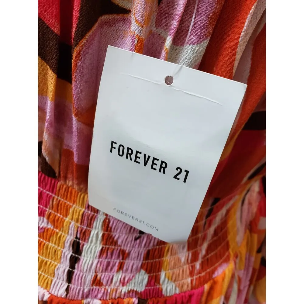 Forever 21 Fit & Flare Dress Women 0X Multi Pleated Off the Shoulder Bell Sleeve - Image 5