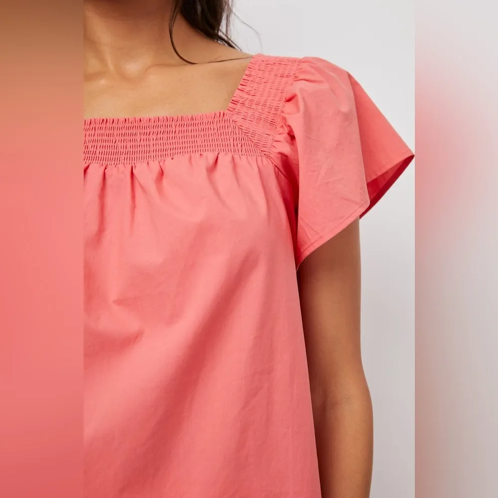 Rails Organic Cotton Lightweight Flutter Sleeve Spiced Coral‎ Sonora Top Size L - Image 2