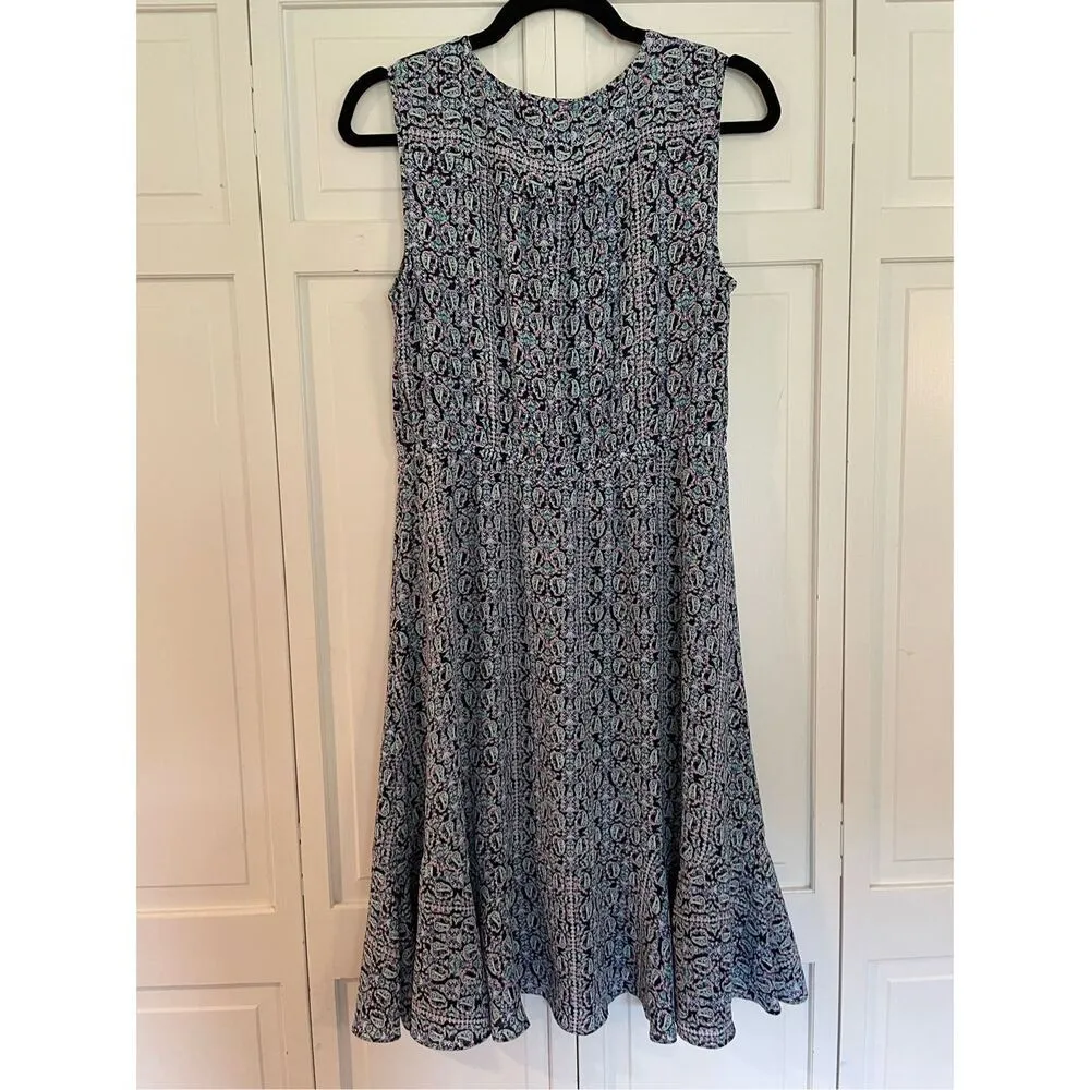 Talbots purple floral paisley ruffled detail dress 8 - Image 7