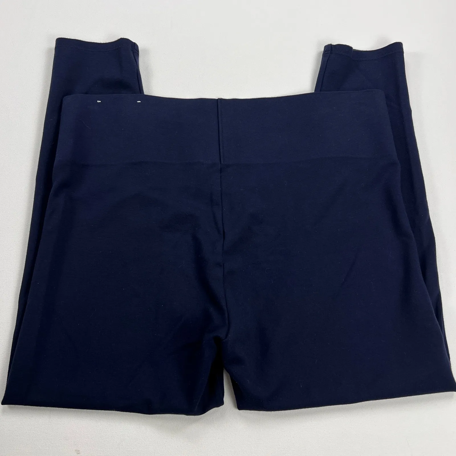 LOFT Soft Mid Rise Cropped Legging Pants Navy Blue Wide Waistband Size L - Image 5