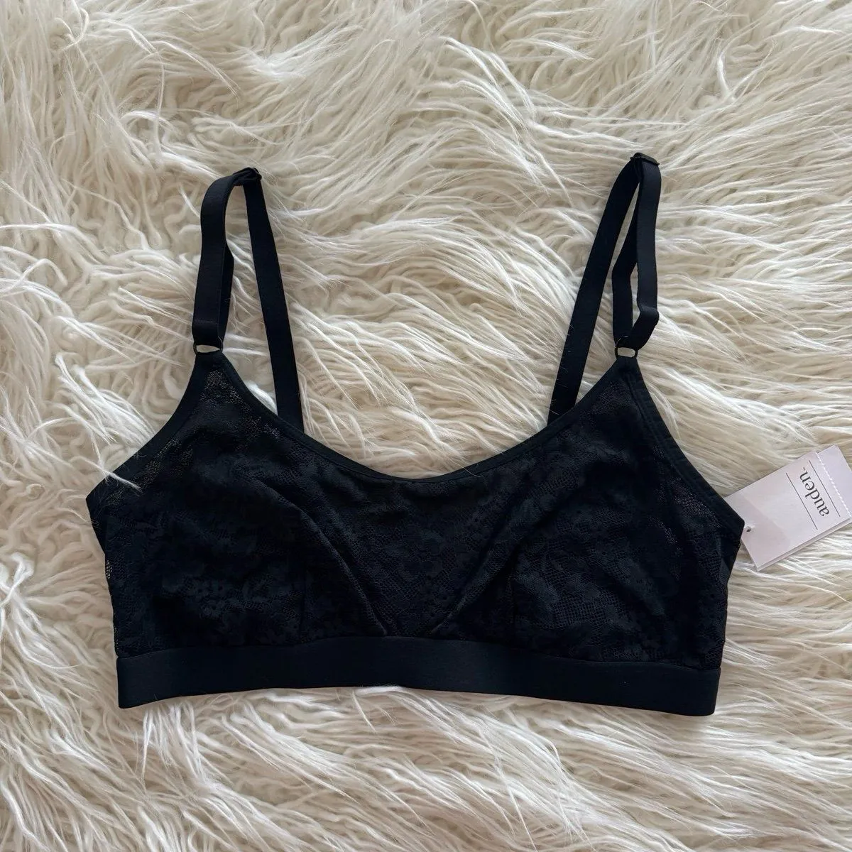 Auden Lace Lightly Lined Scoop Neck Bralette Black Size Medium - Image 2