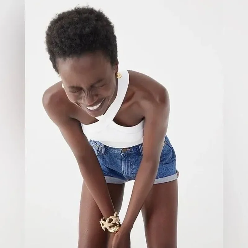 J‎ Crew NWT Fitted Halterneck Sweater-Tank in Supersculpt Yarn Size Large - Image 2