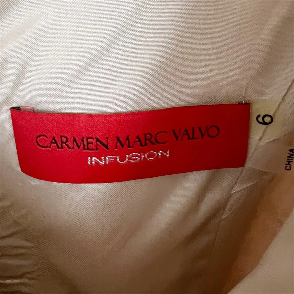 NEW Carmen Marc Valvo Infusion Sequin Embellished V-Neck Dress Tan Size 6 - Image 7
