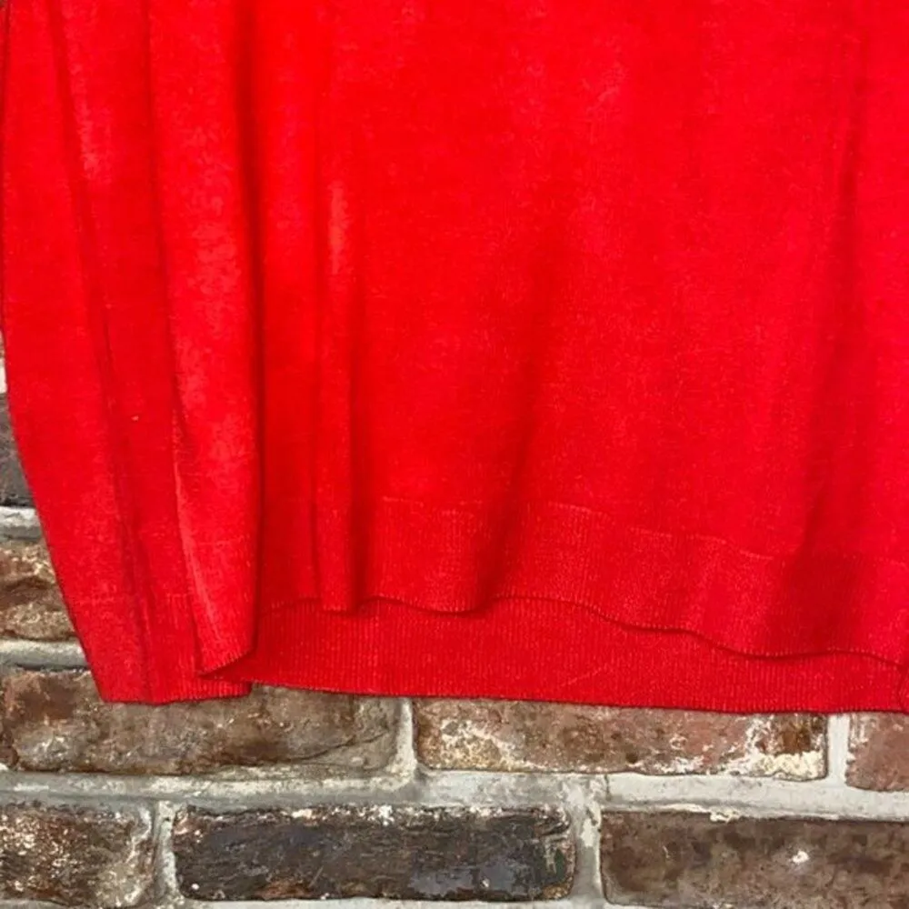 Draper's & Damons Red Mock Neck Back Zip Acrylic Sweater Women's Size PL - Image 4