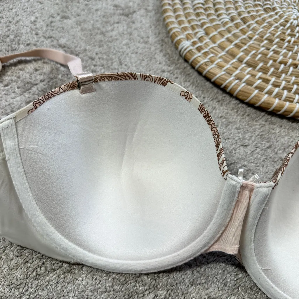 Victoria’s Secret Lined Strapless Bra Paisley Satin Underwire Convertible 32DDD - Image 8