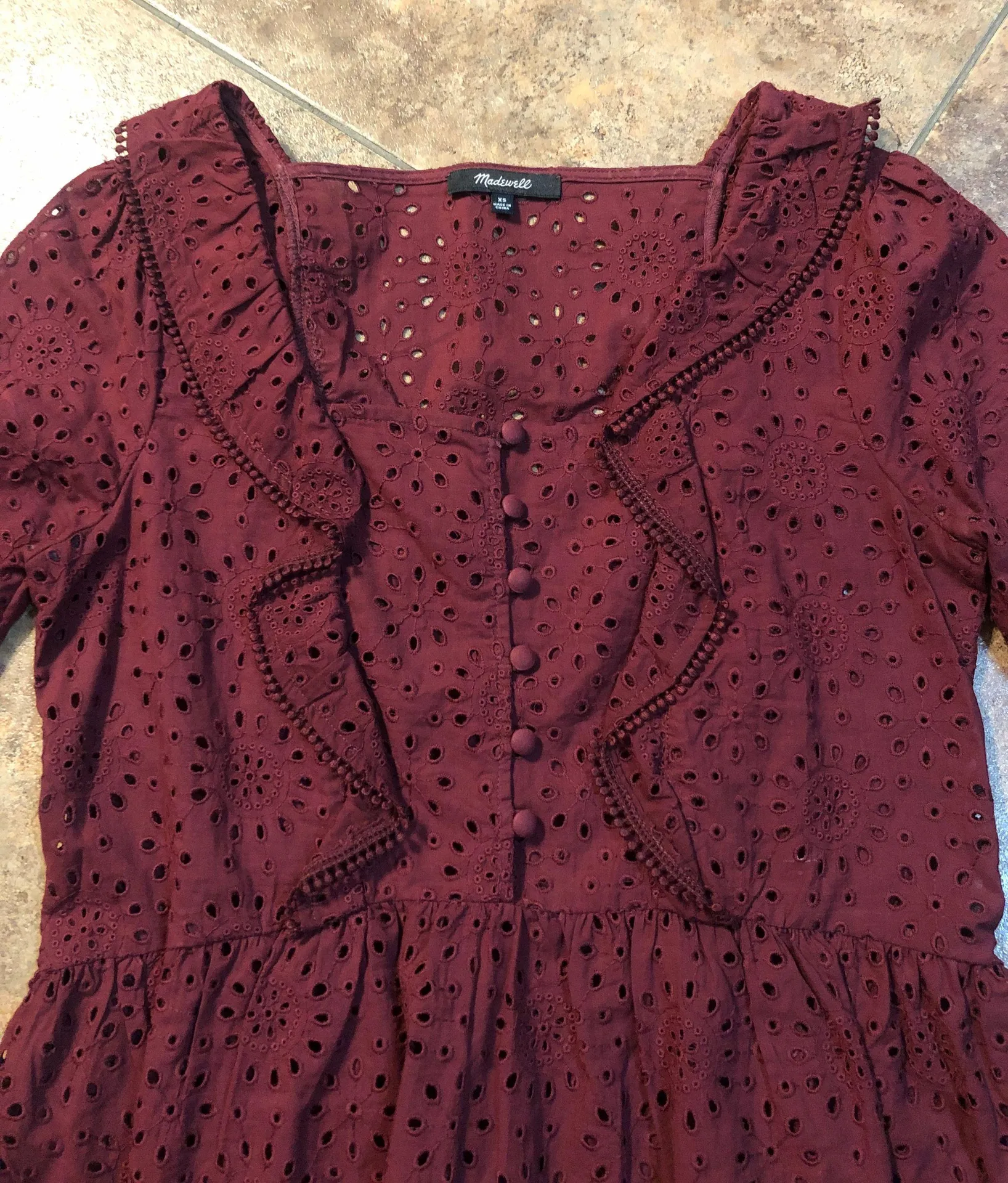 Eyelet Pom Pom Ruffle Blouse - Image 4