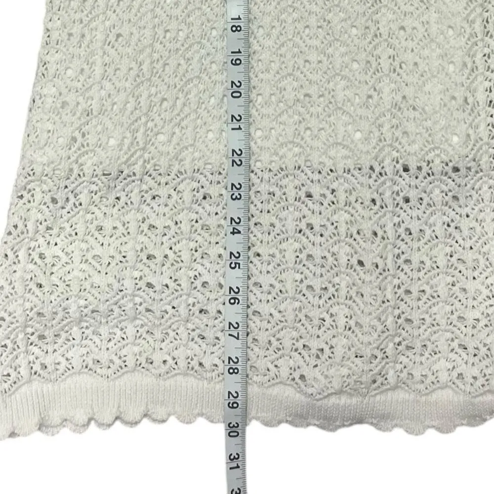 Jessica Simpson White Sleeveless Crochet Knee Length Dress Size Small Wedding - Image 8