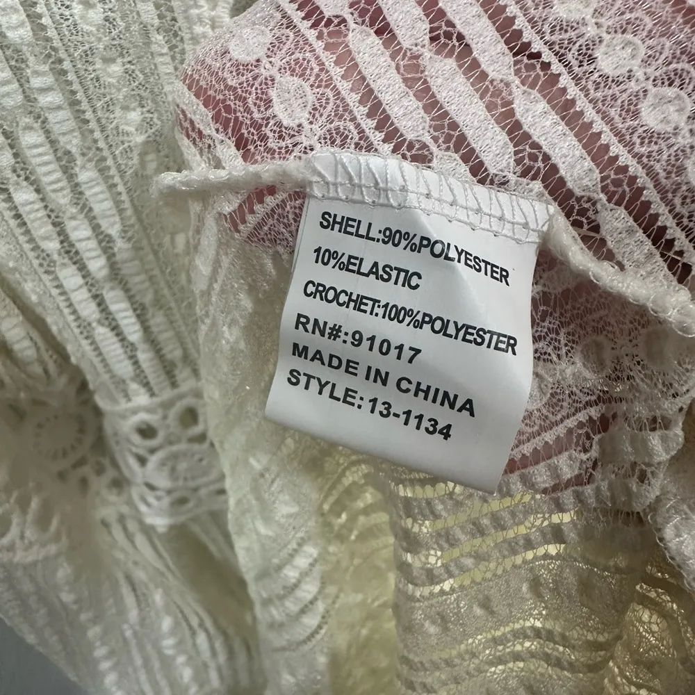 NEW Solitaire Swim Off White Ivory Crochet Lace Hi Low Hem Beach Coverup Dress - Image 5