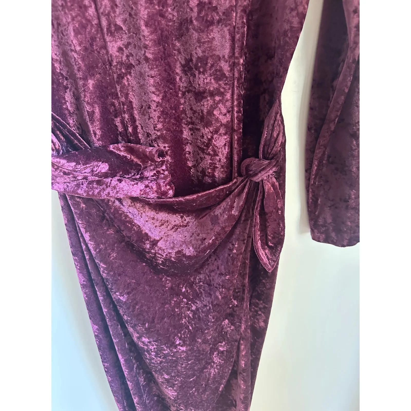 Vintage 90s Velvet Goth Midi Dress Size M Maroon Dark Romantic Witchy Size M - Image 7