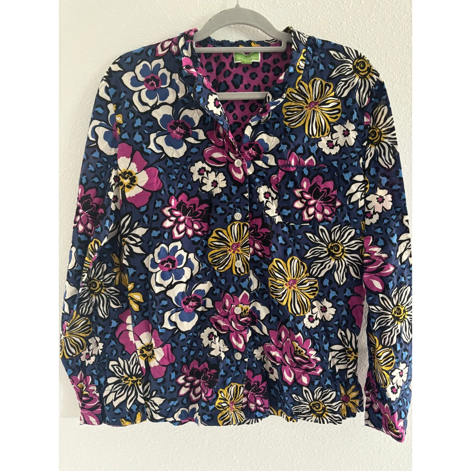 Vera Bradley Pajama Set Womens Large Blue Floral Comfort Lounge Preppy - Image 2