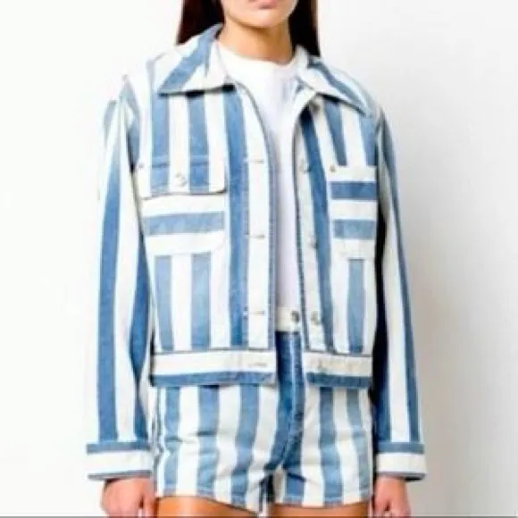 Current/Elliott Striped Denim Jacket - Image 3