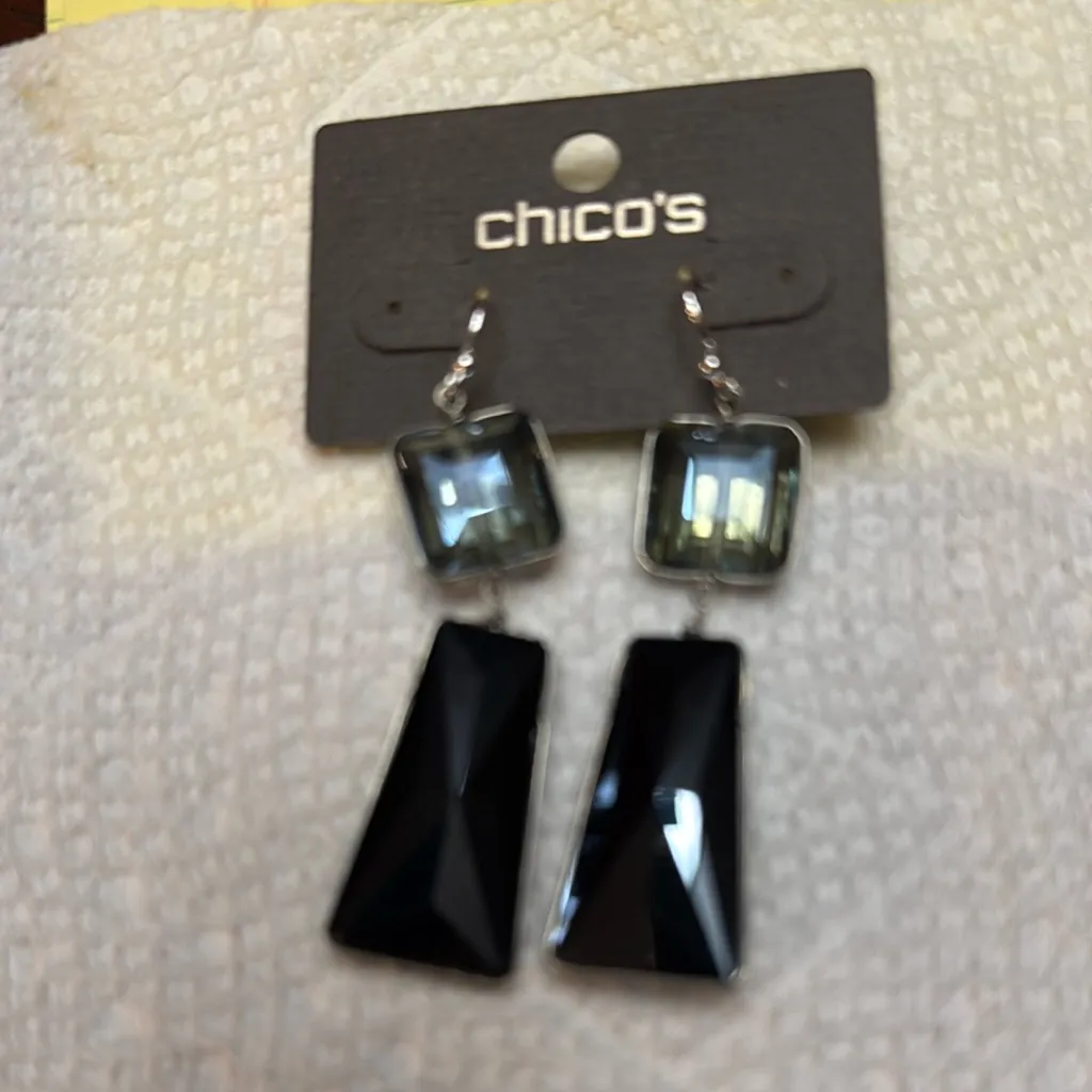 Chico's Black and Blue Geometric Earrings - Image 4