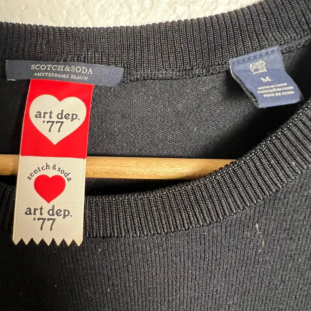 Scotch & Soda Art Dep. '77 Black Wool Blend Long Sleeve Crewneck Sweater Dress M - Image 4
