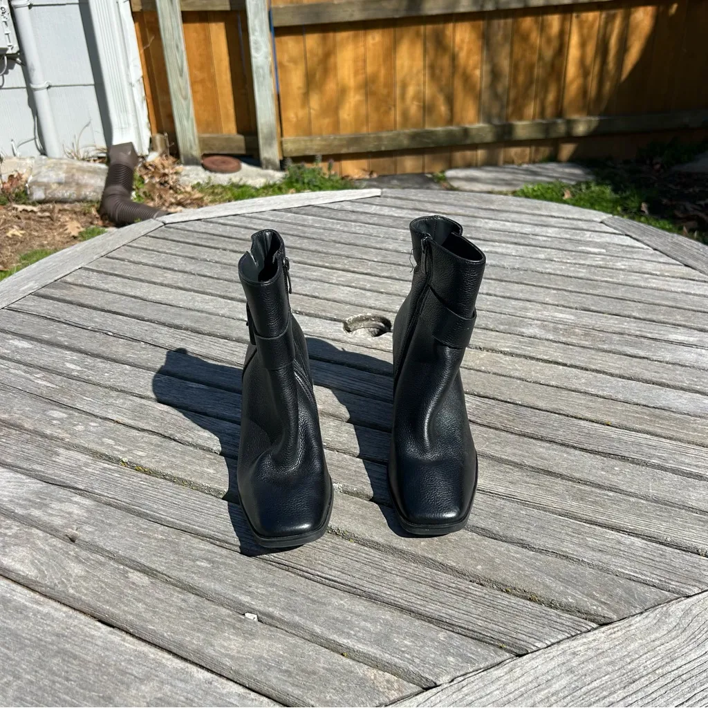 Paul Green Block Heel Belted Black Leather Nirvana Ankle Boot size US 8.5 - Image 3