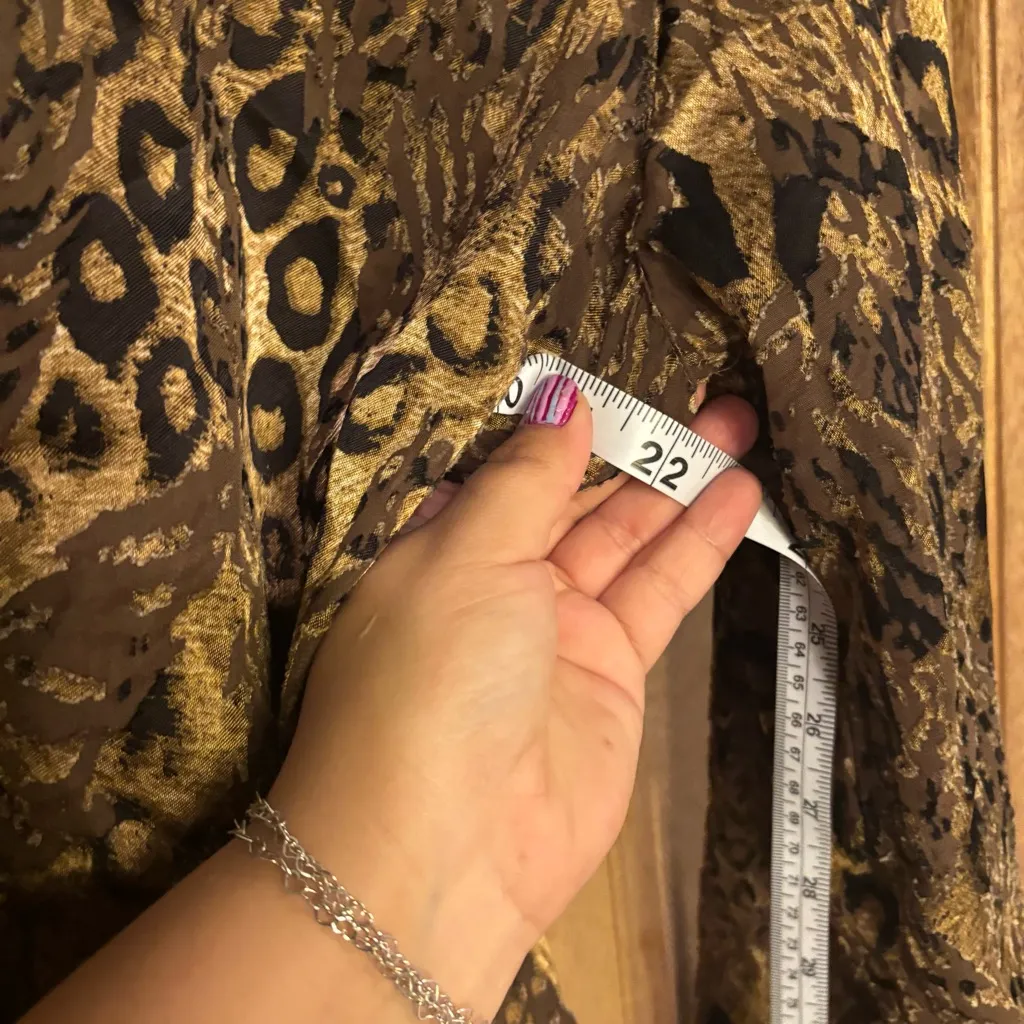 Coldwater Creek vintage women’s Leopard‎ Print Blouse button down size L - Image 3