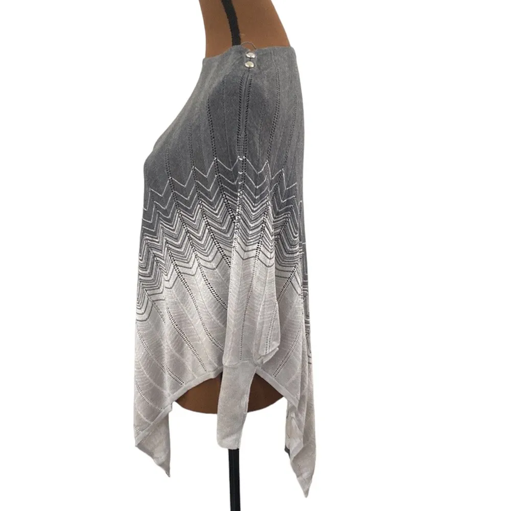 White House Black Market shimmery chevron ombre poncho sweater size XS - Image 5