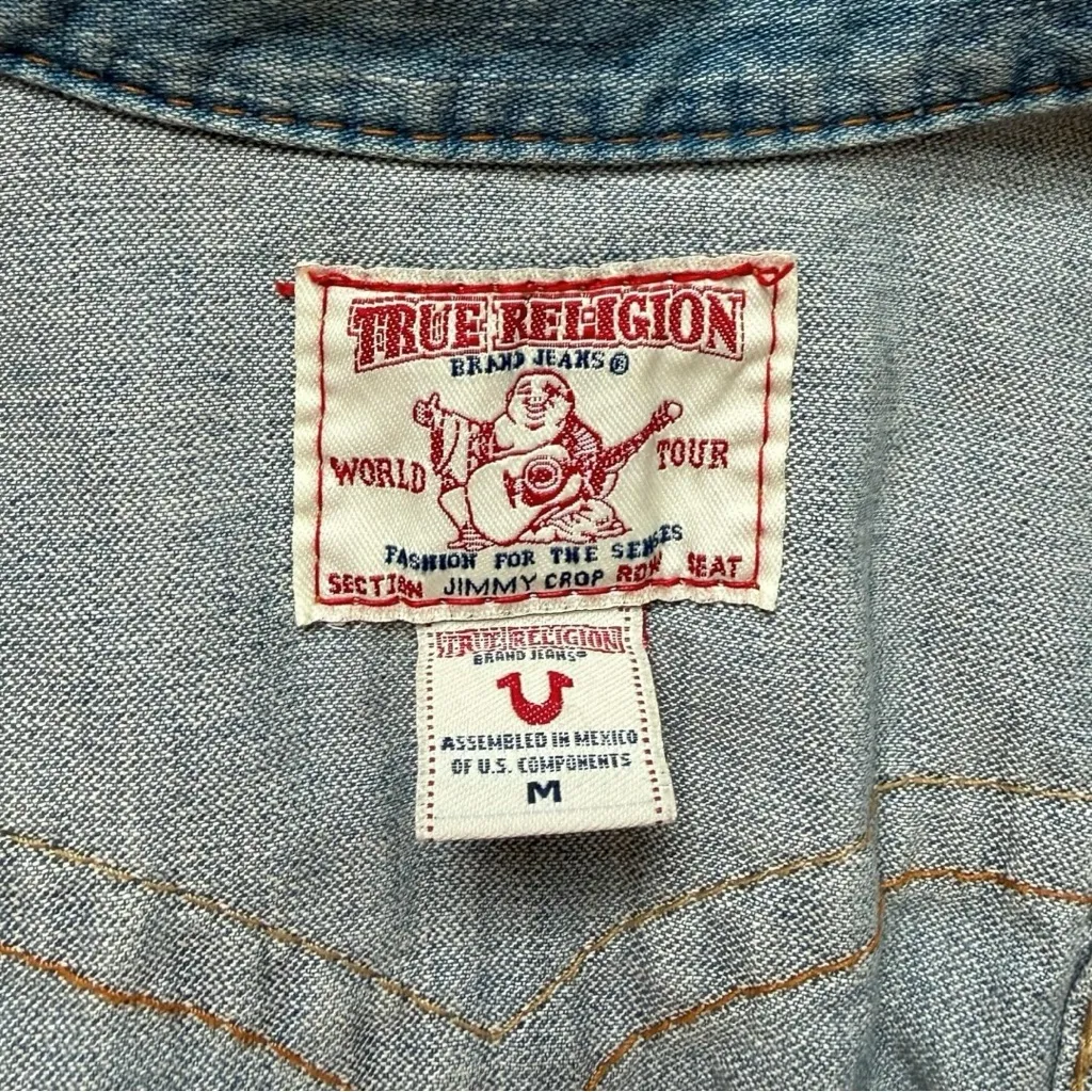 True Religion Jimmy Crop Denim Jacket Women’s Medium Retro Y2K Vibes Jean Jacket - Image 16