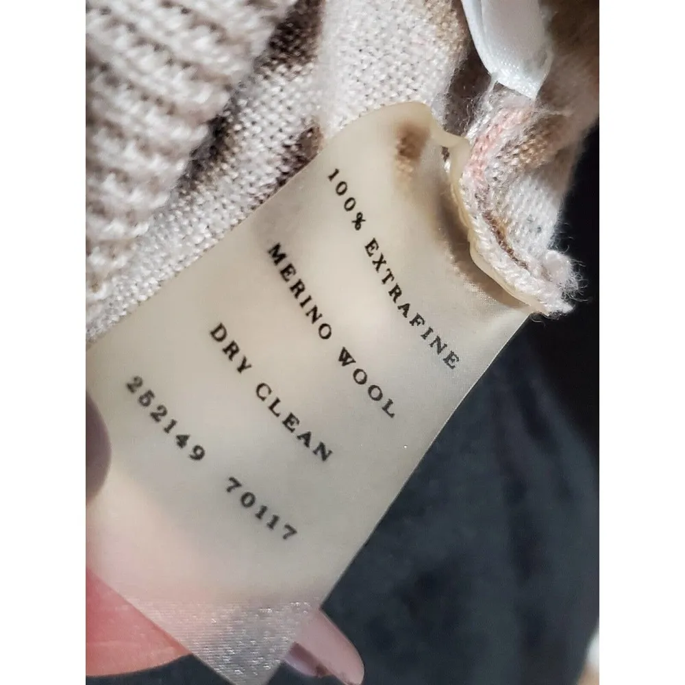 Ann Taylor Women Beige & Brown Wool Long Sleeve Buttons Front Cardigan Sweater S - Image 8