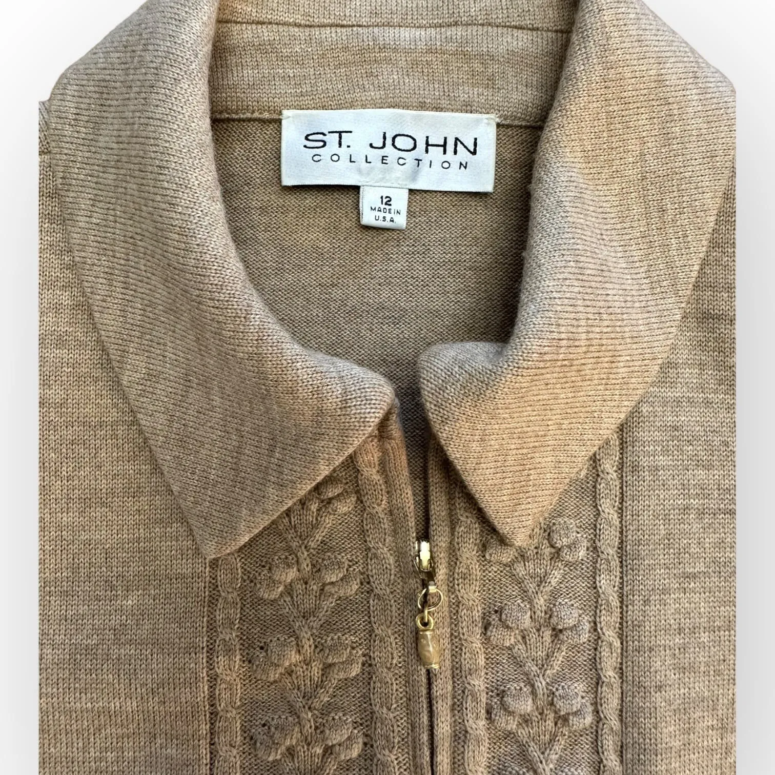 St. John Collection Vintage Knit Cardigan Sweater Blazer Size 12 - Image 2