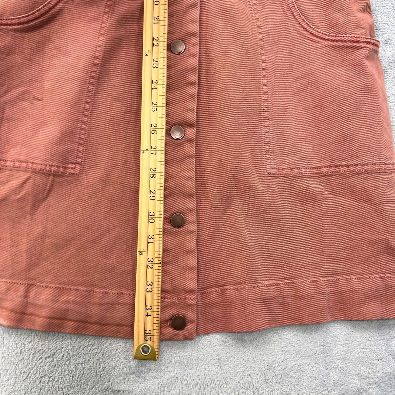 Faherty‎ Jean Jacket Dress Organic Cotton Brownie Button Front Long Sleeve Large - Image 11