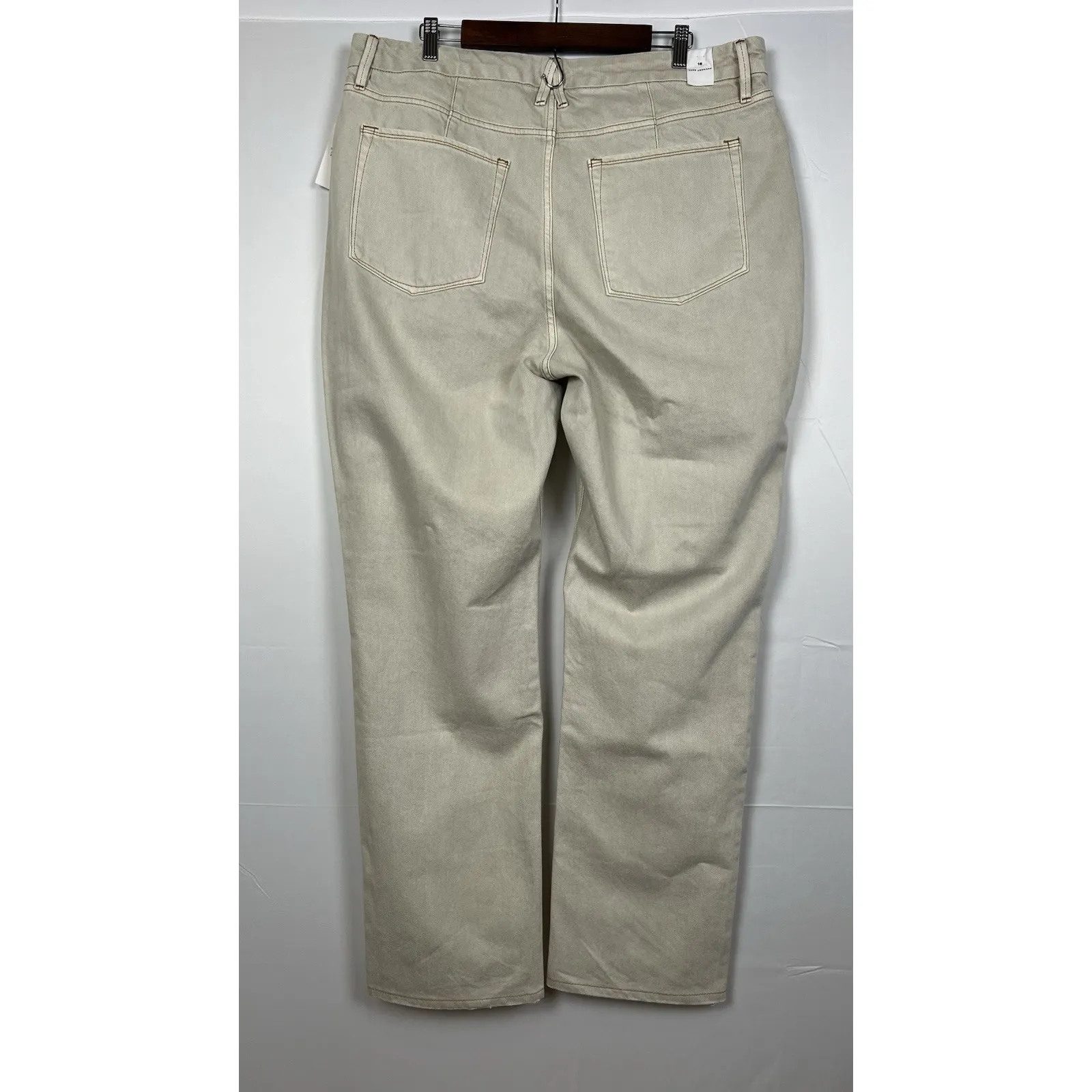 Good American Good 90s Icon High Rise Straight Leg Jeans Bone cream color  16 - Image 11