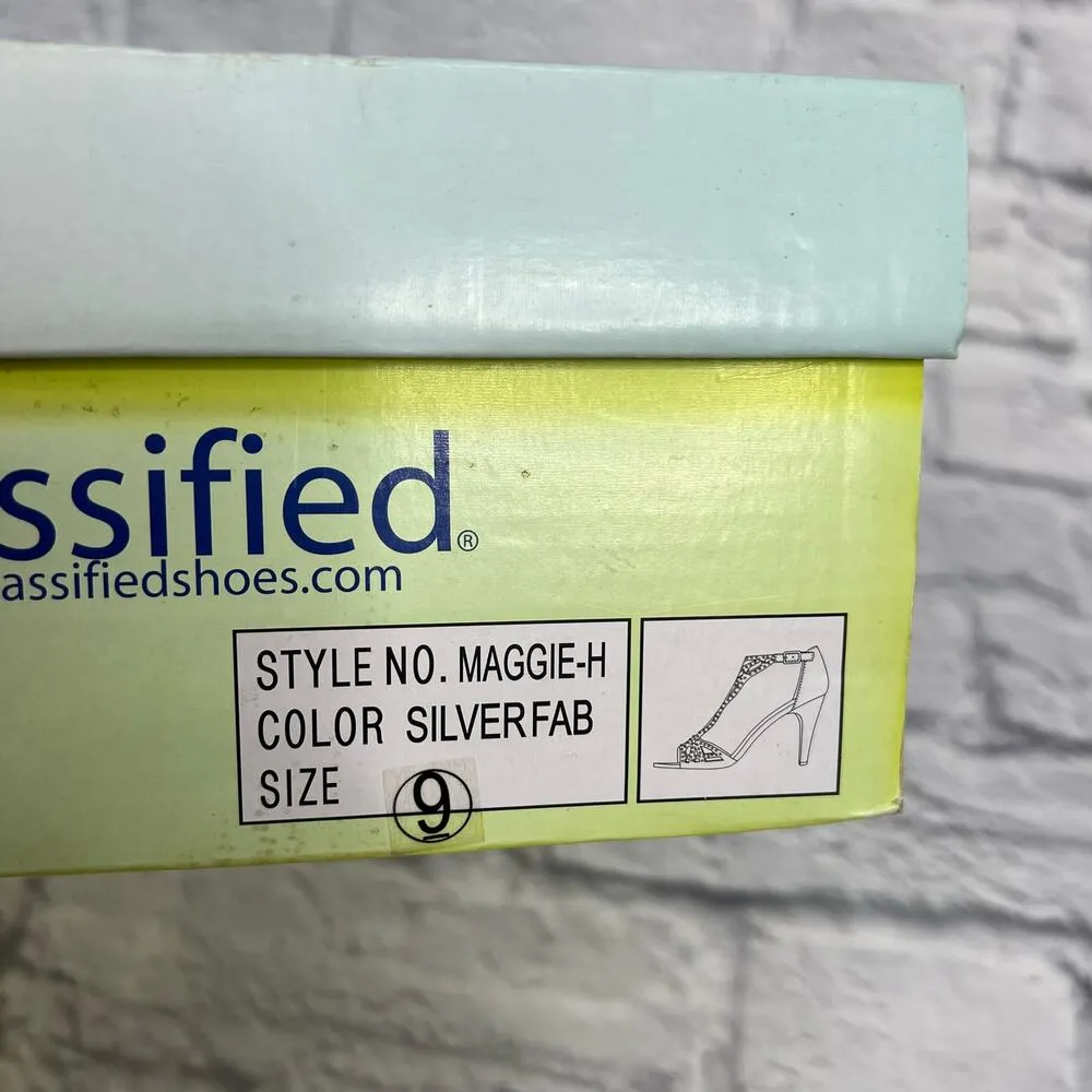 City Classified Womens Maggie Rhinestone Formal Heel Silver Size 9 Ankle Strap - Image 8