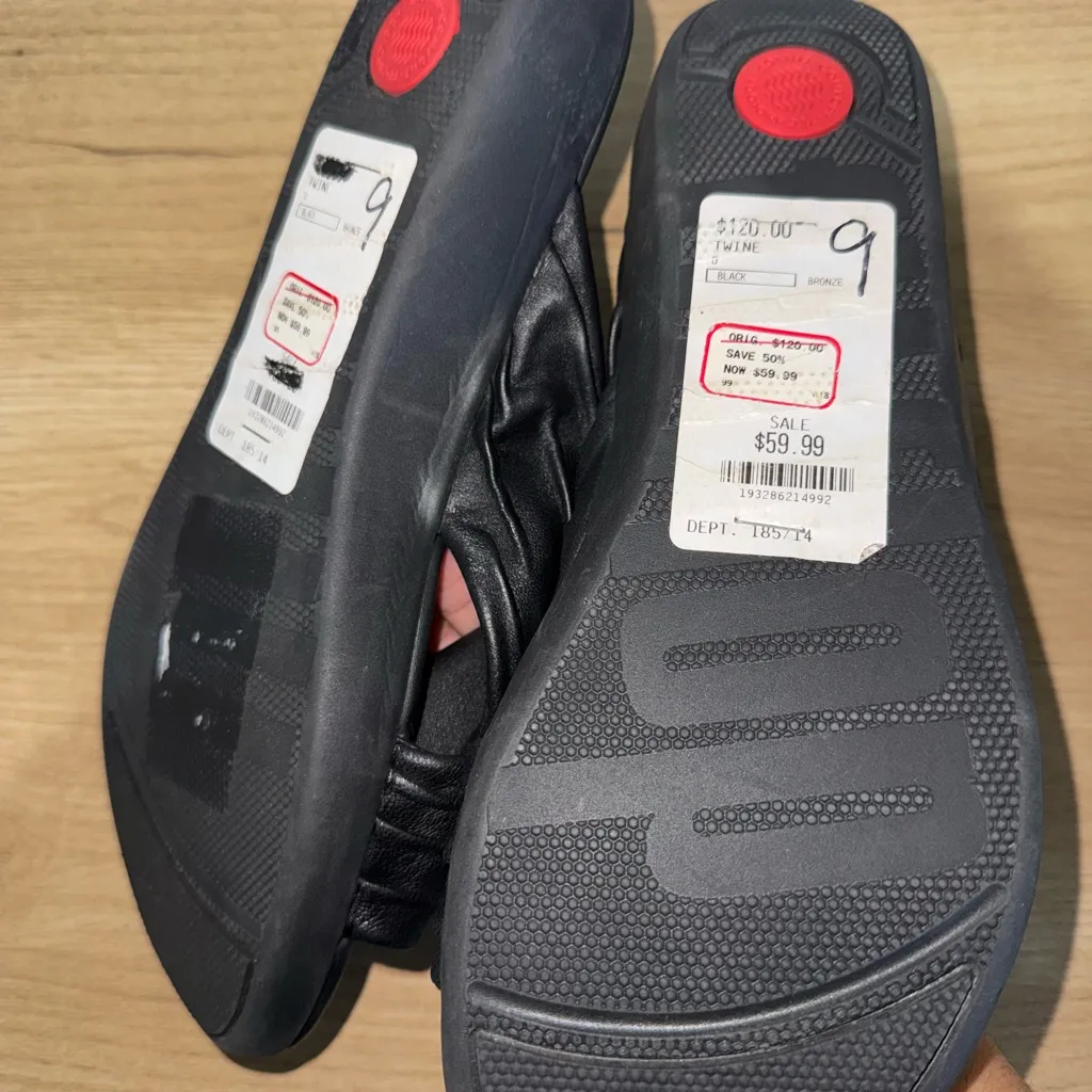 FitFlop Twine Toe Slip on‎ Thong Toe Post Slides Size 9 Black NWT L - Image 5