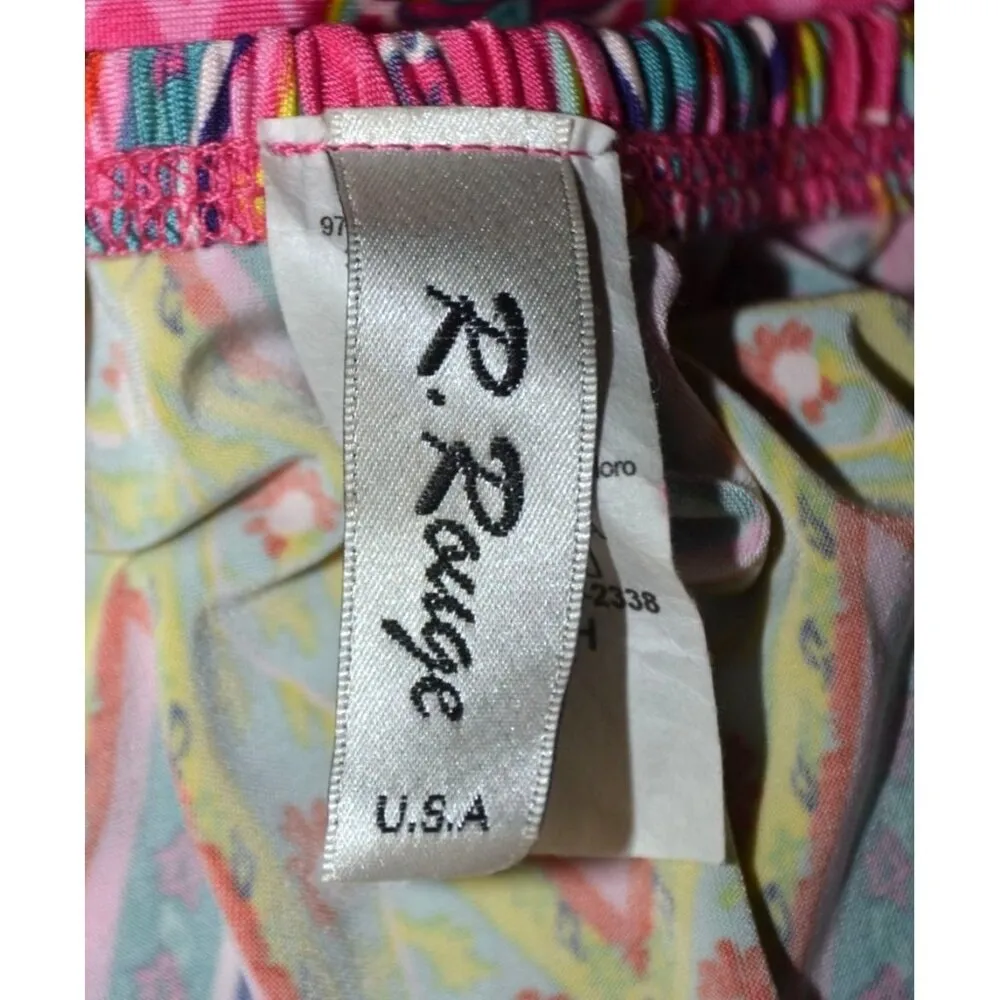 R. Rouge Pink Hippie Retro Midi Dress Size S Bell Sleeves Fringe Colorful Bright - Image 9