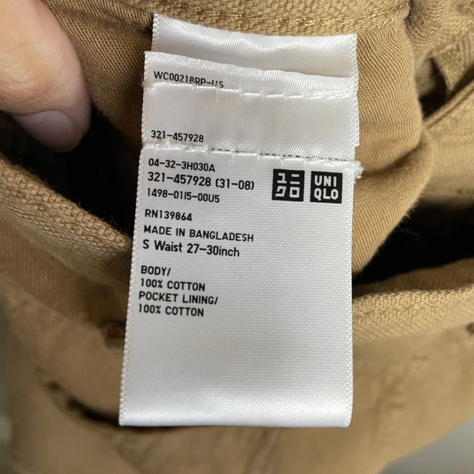 Uniqlo Women Pants Utility Pockets 100 % Cotton S Waist 27-30 inch - Image 5