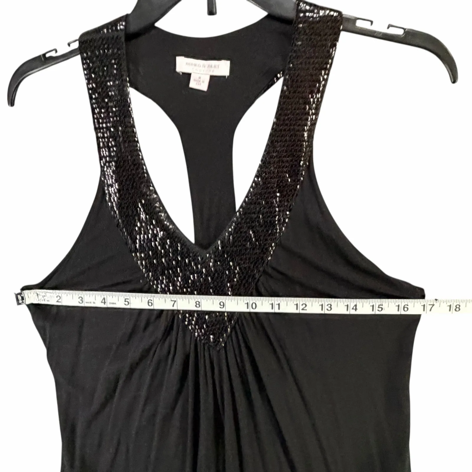 Romeo & Juliet Couture Top Womens M Black Embellished Racerback Flowy Boho Glam - Image 7