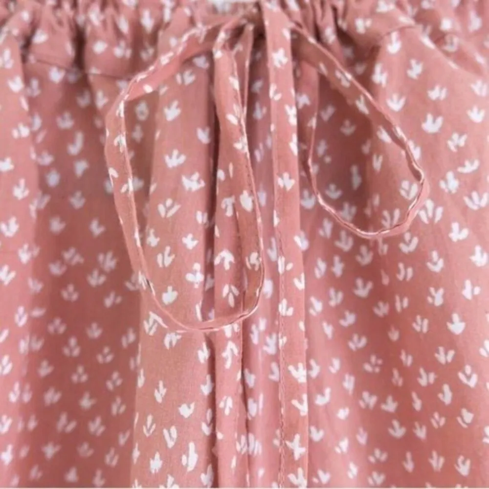 NWT Karu Handprinted Scrub Print Pants Pink Clay Cotton Pant Women's Size Medium - Image 3