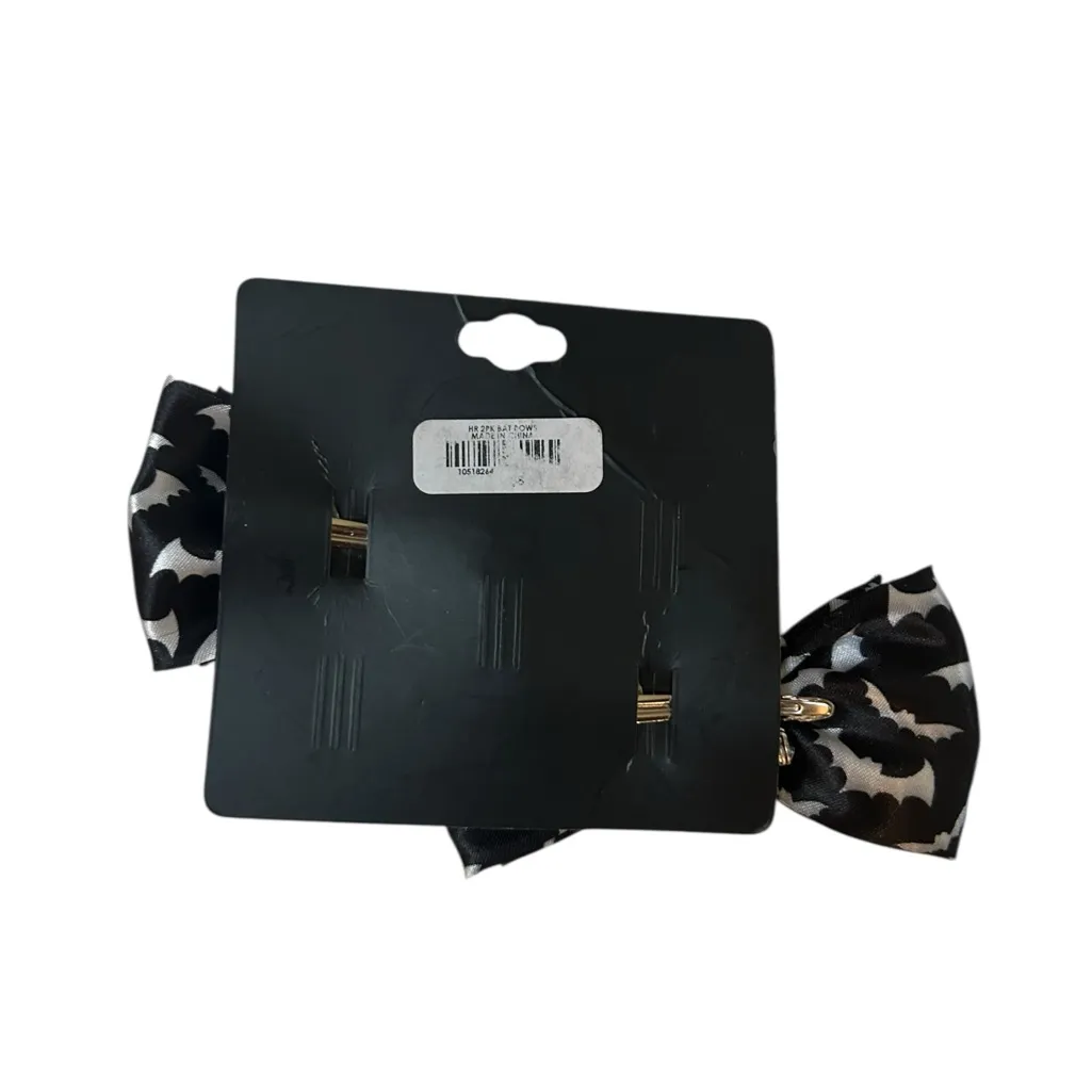 Dark Coquette Grunge Whimsigoth Halloween Black and Silver Bat Ribbon Hair Clips - Image 2