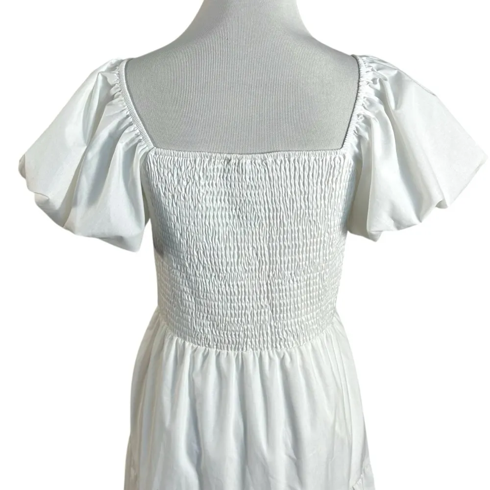 Pretty Garden Ethereal Dainty Tiered Midi Dress White Small Bubble Sleeve NWT - Image 10