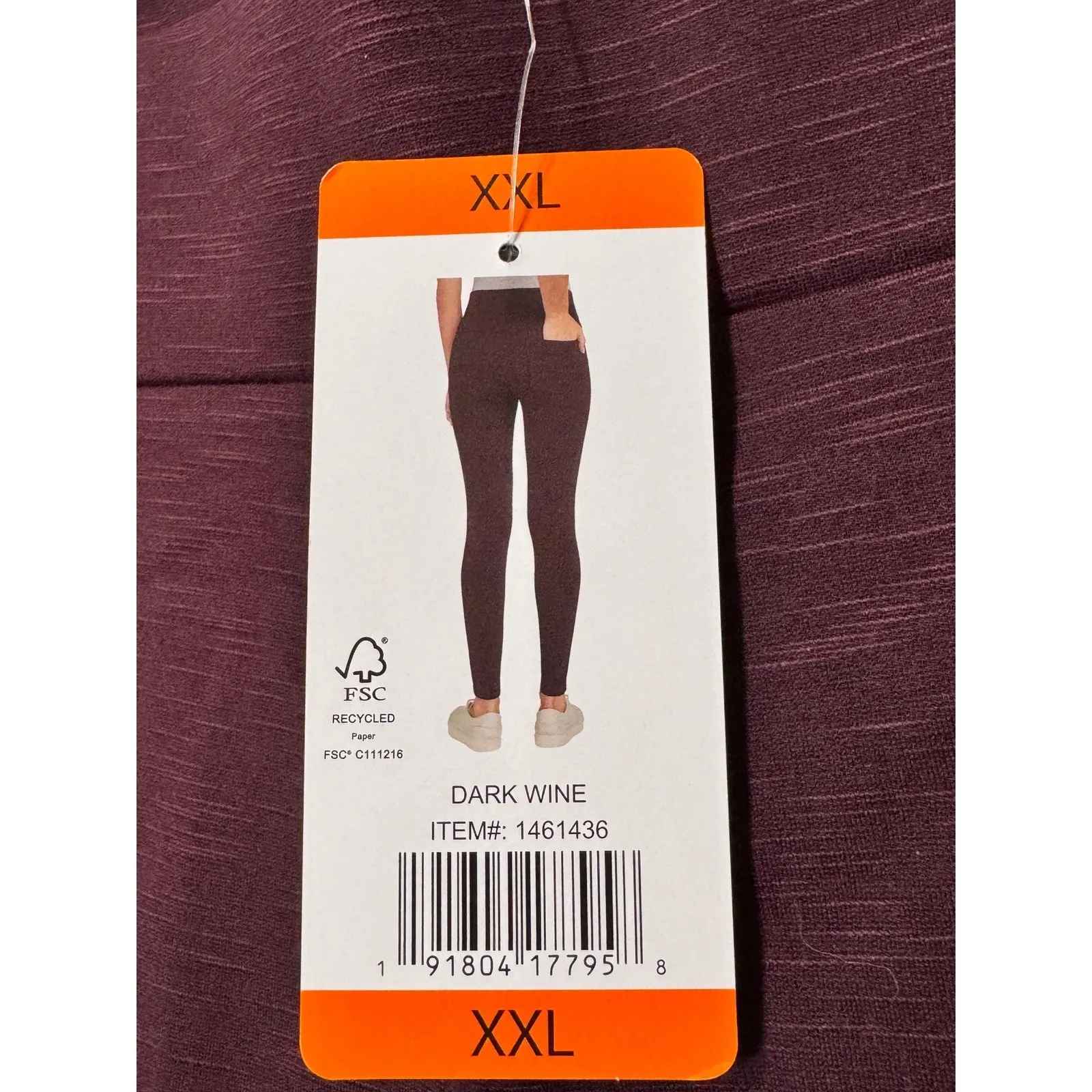 Matty M Womens Dark Wine Heathered Leggings Pants Size XXL Purple - Image 2