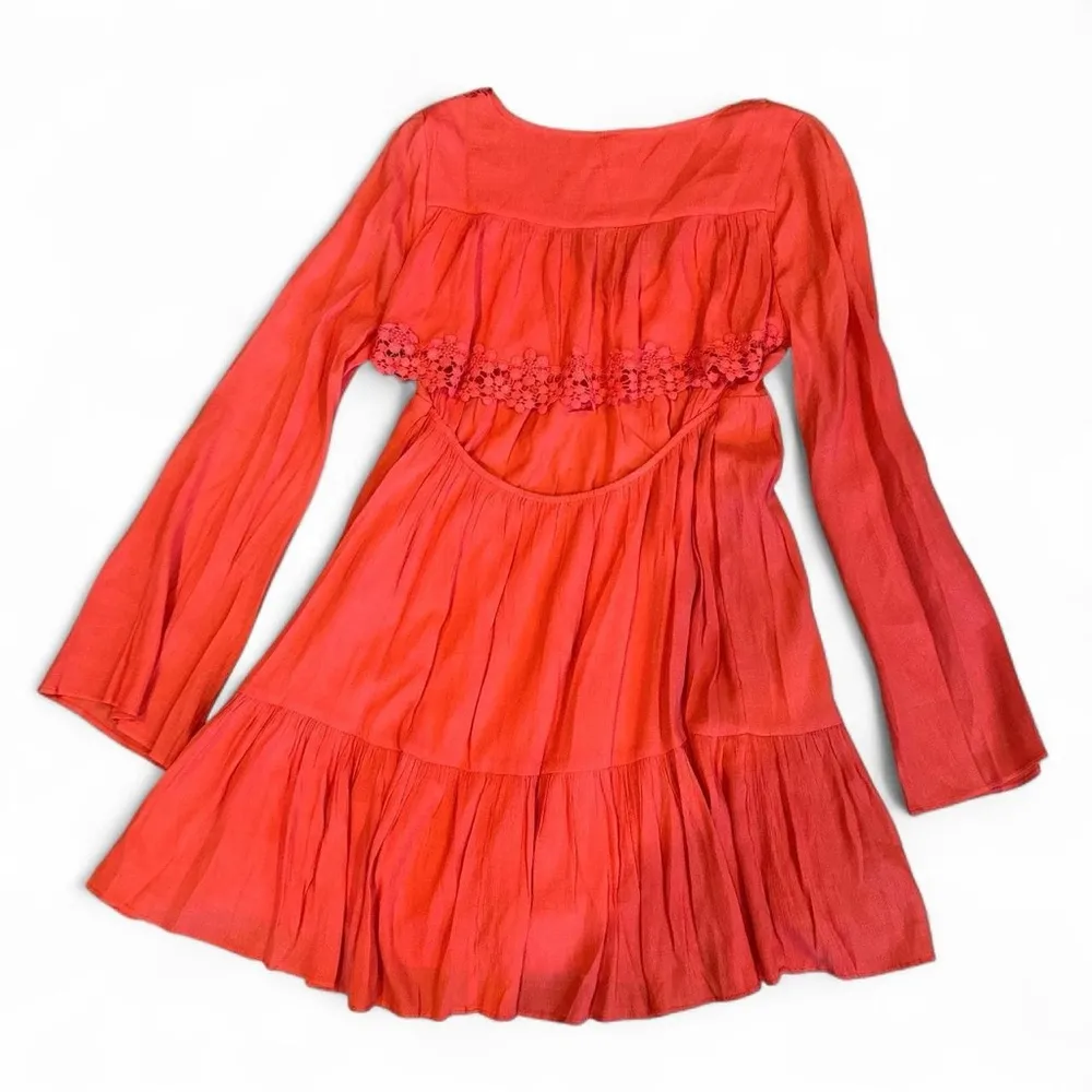 Free People Boho‎ Gentle Dreamer Long Sleeve Dress in Coral Small - Image 3