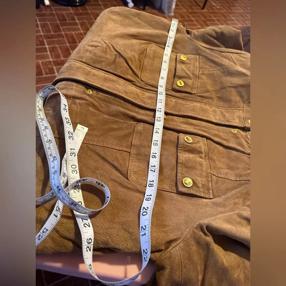 Isaac Mizrahi Live! NWOT Genuine Leather zip and button jacket size M, 21” p2p - Image 6