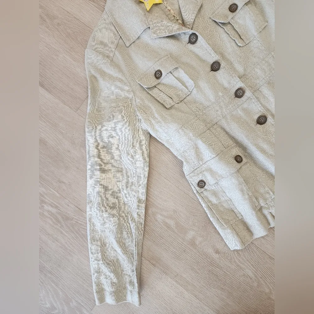 Motherhood Maternity LINEN CREAM Cargo Jacket Size Small Tan - Image 3