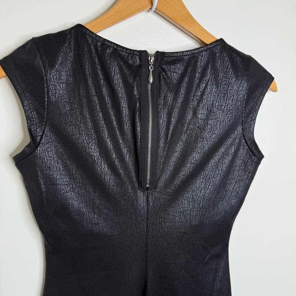 Y2K Bebop LBD Moto Faux Leather Look Junior Size Small Black Bodycon - Image 5