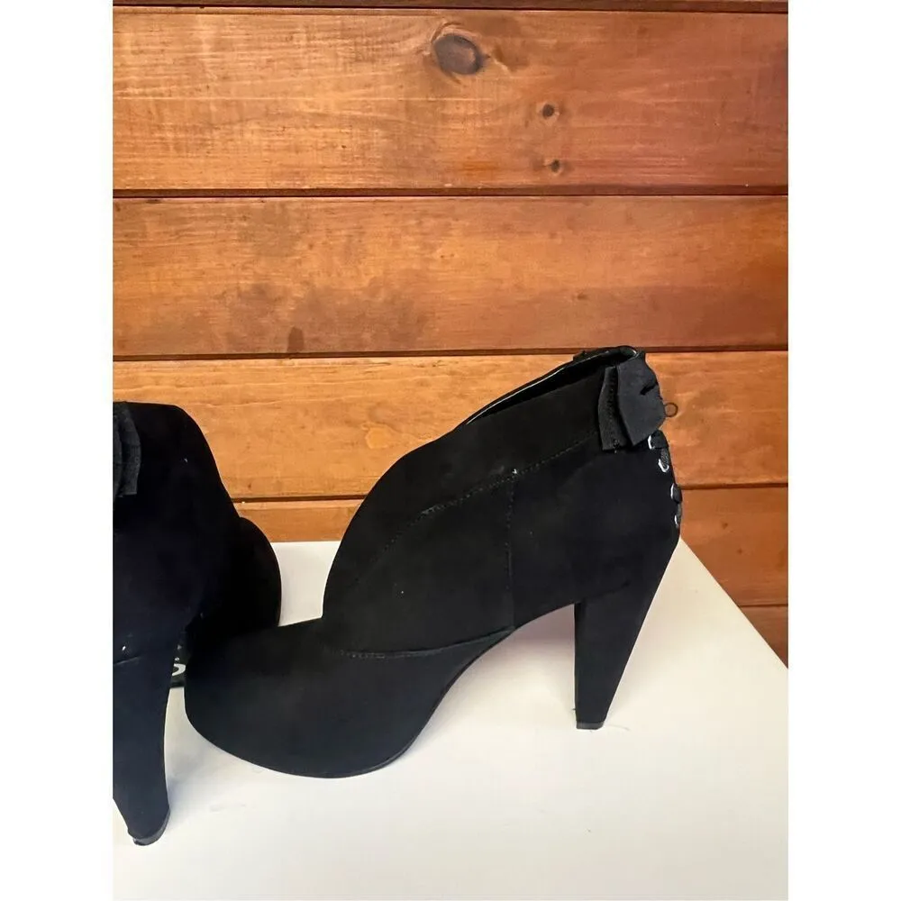 G By Guess Tarrah Black Suede Heeled Bowed Boots Sz 8.5 - Image 5