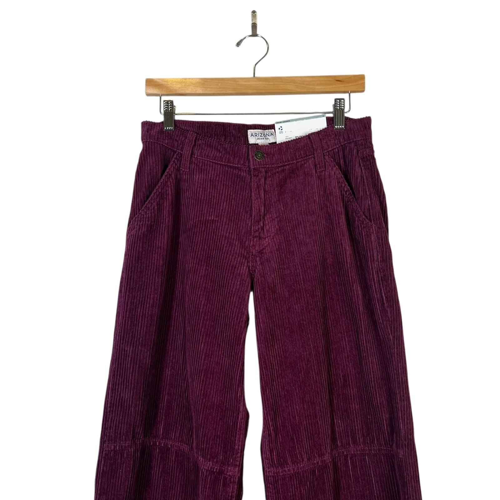 NWT Arizona Wide Leg Corduroy Pants Juniors 5 Burgundy High Rise Boho Retro 90s - Image 3