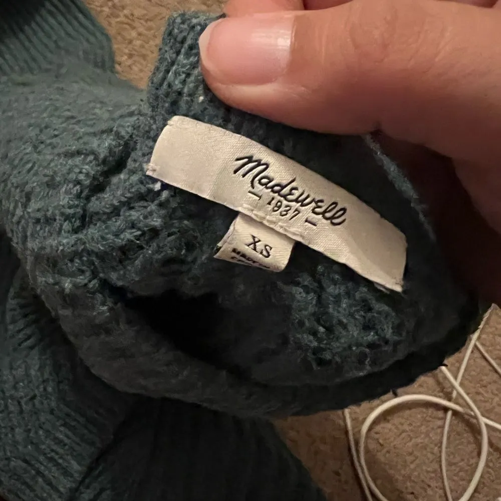 Madewell teal cable knit sweater xs - Image 8