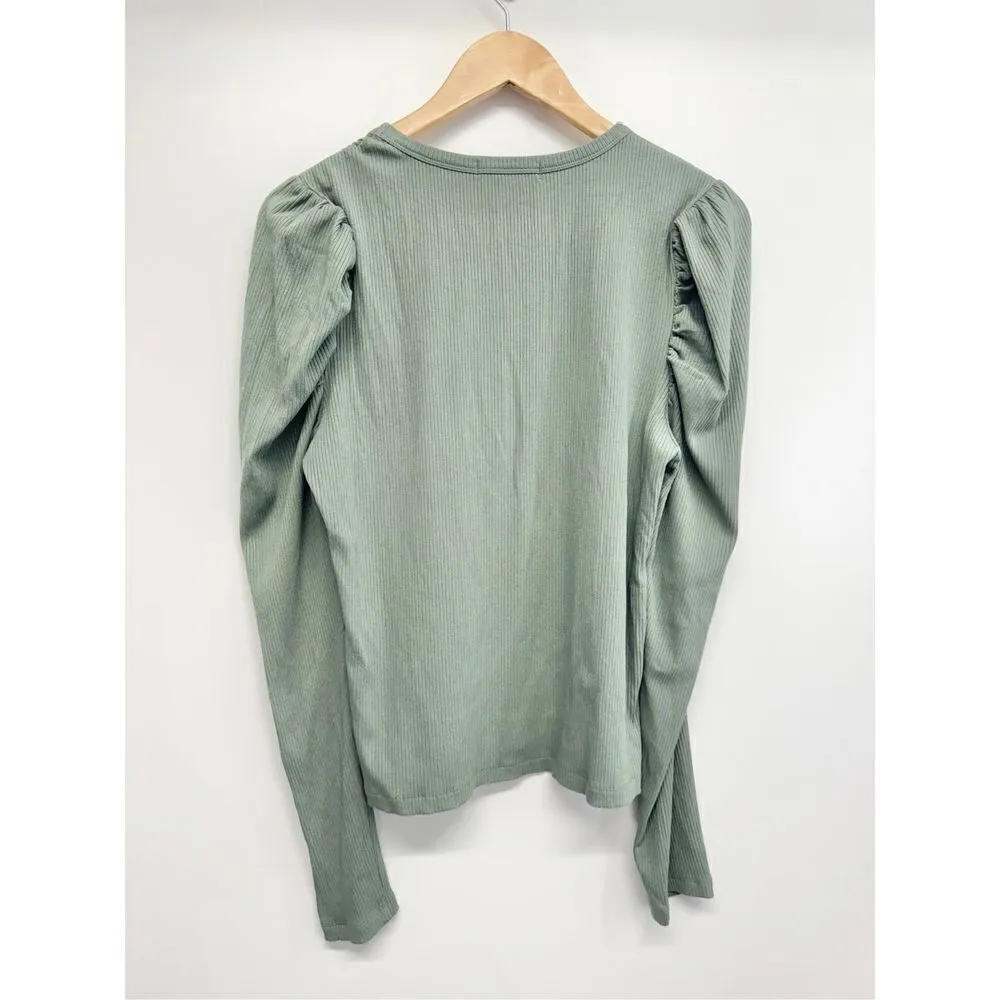 7 For All‎ Mankind Sweater Womens Size Large Green Long Sleeve Ribbed NEW - Image 3