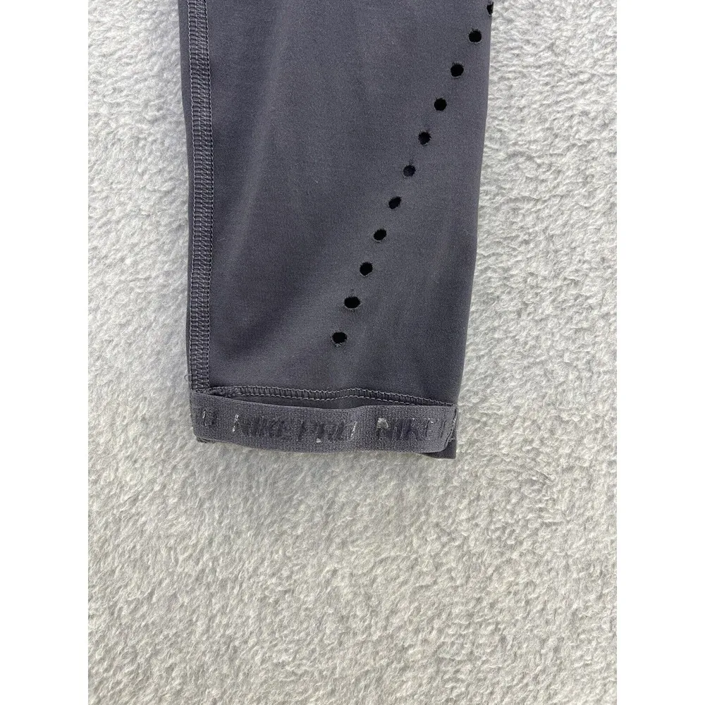 Nike Pro Women's Leggings Size Small eyelet cutout dark purple stirrup strap - Image 4